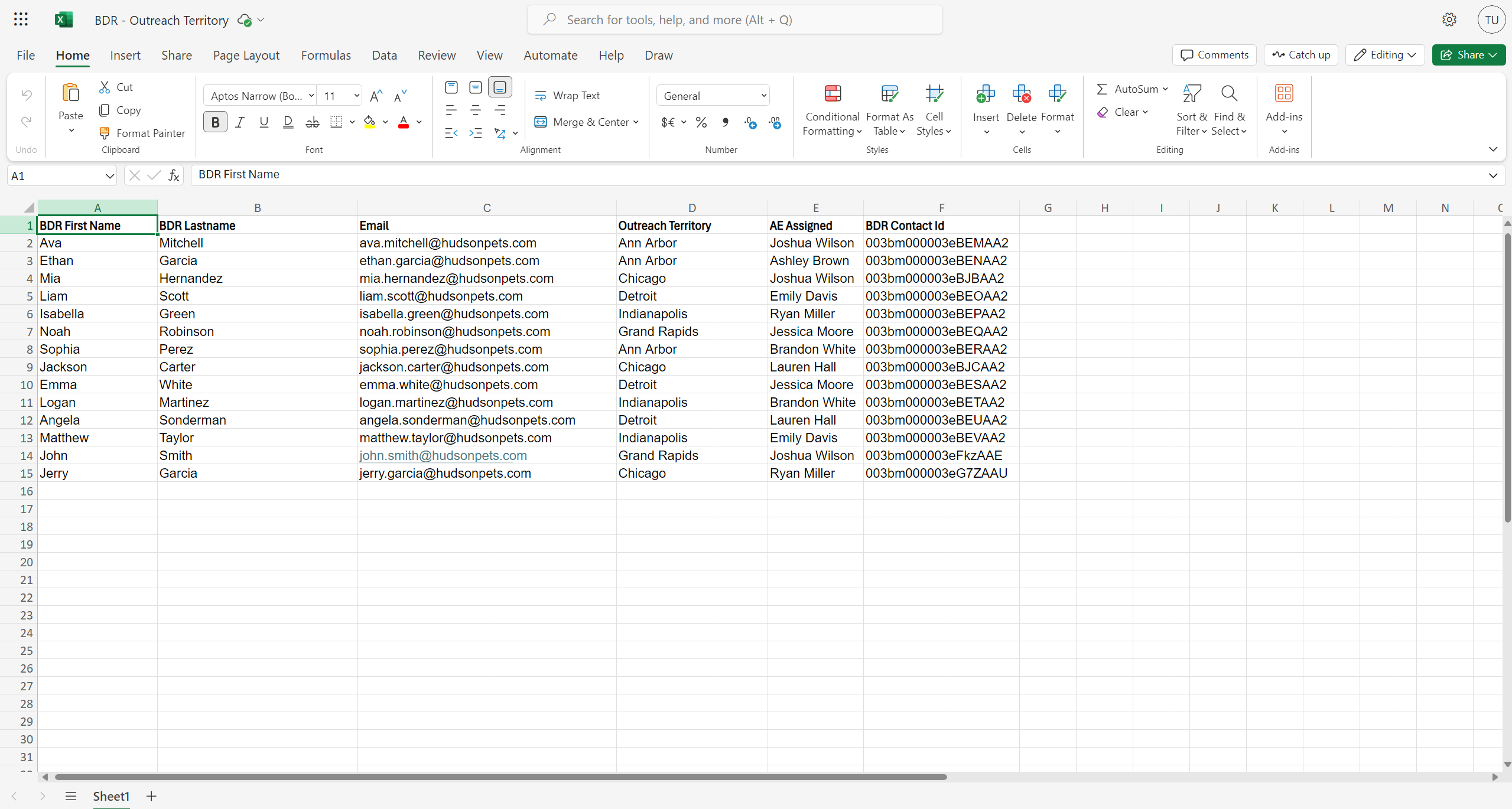 Excel - SF Spreadsheet