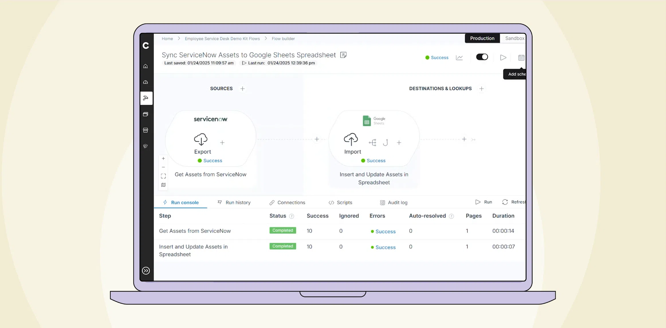 How to automate ServiceNow Asset tracking in Google Sheets